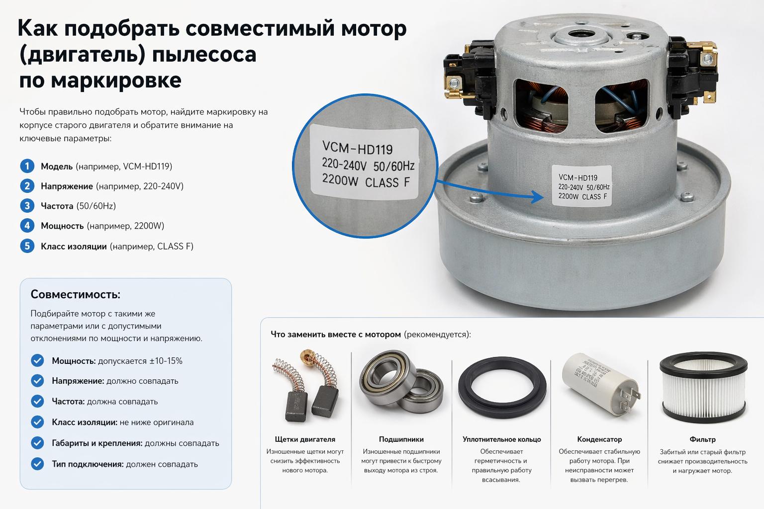 Небольшой список того, что лучше заменить вместе с мотором
